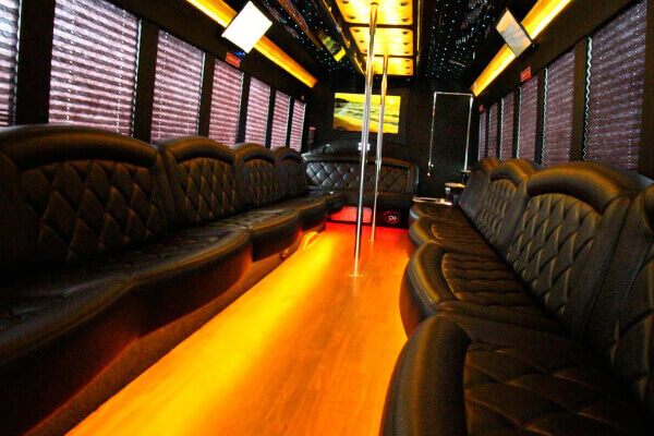 Hardwood floor in a party bus